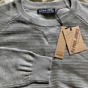 PJ Paul Jones NWT Men's L Ribbed Performance Sweater Poly/Viscose Light Gray LS